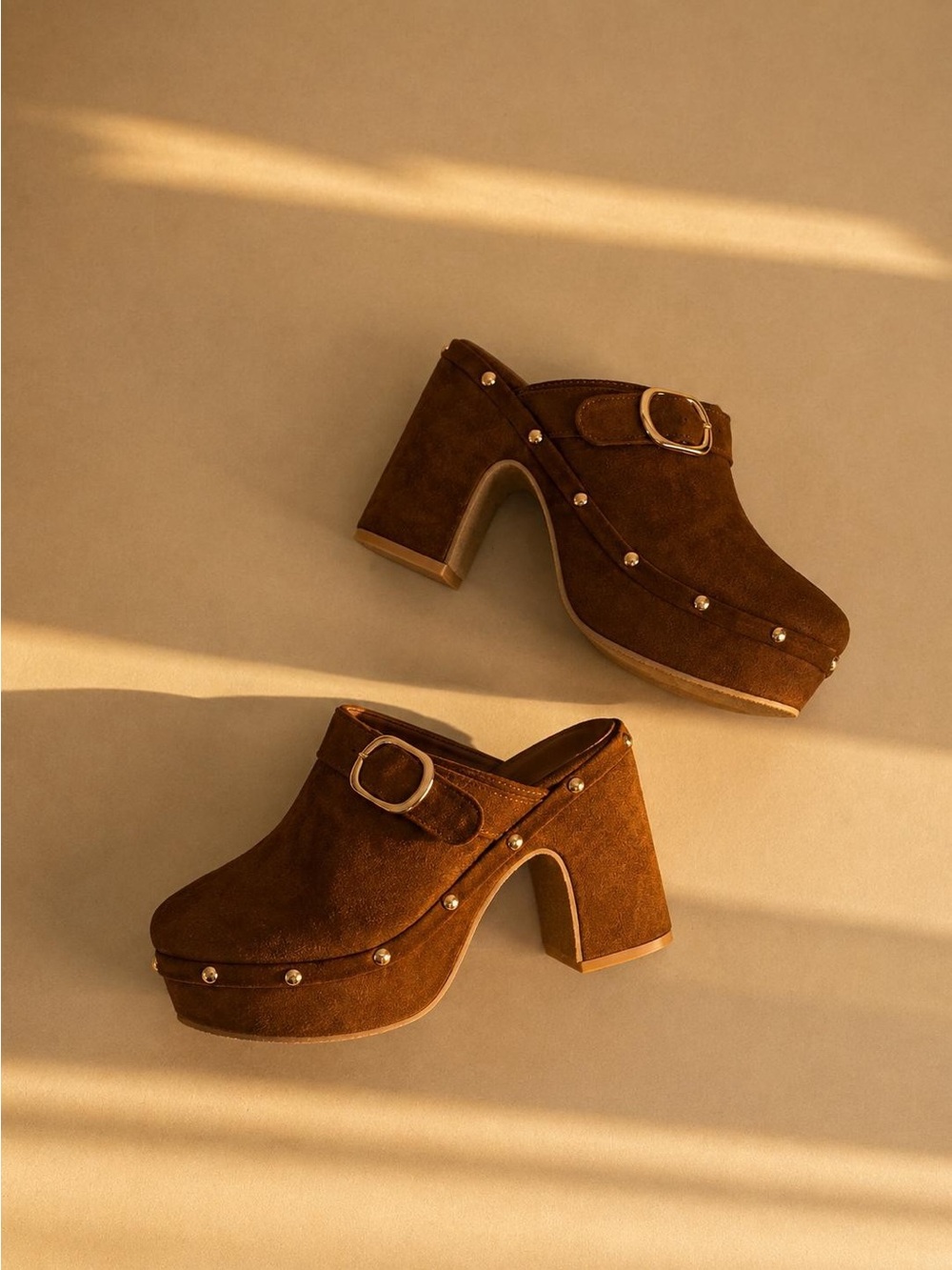 Retro Muse Studded Platform Clog with Adjustable Buckle Strap